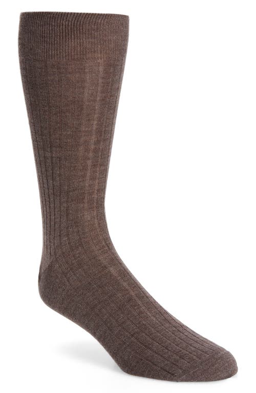 Canali Ribbed Cashmere & Silk Socks in Brown