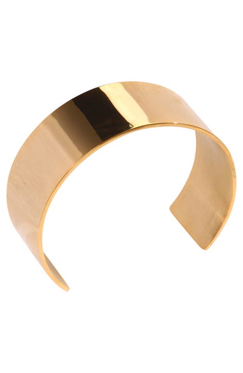 14K Gold Plated Water Resistant Wide Cuff Bracelet