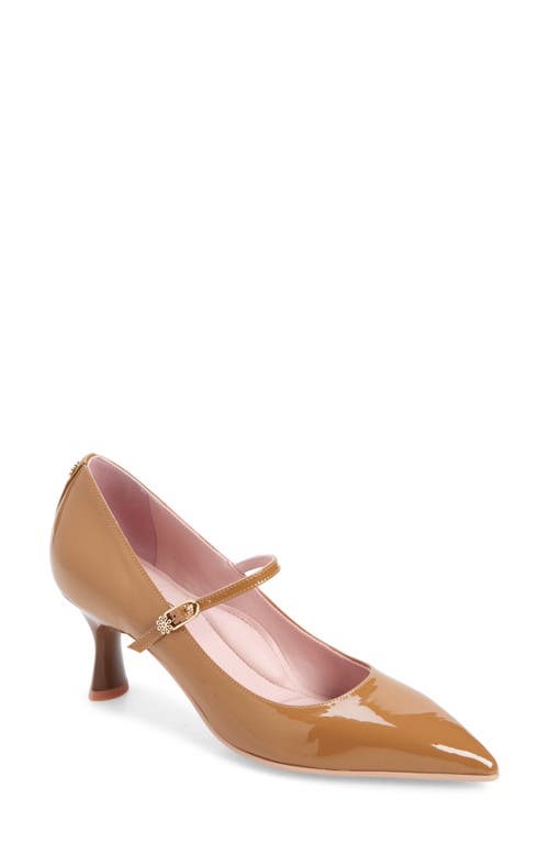 Naot Penny Pointed Toe Pump in Camel Classic Patent 