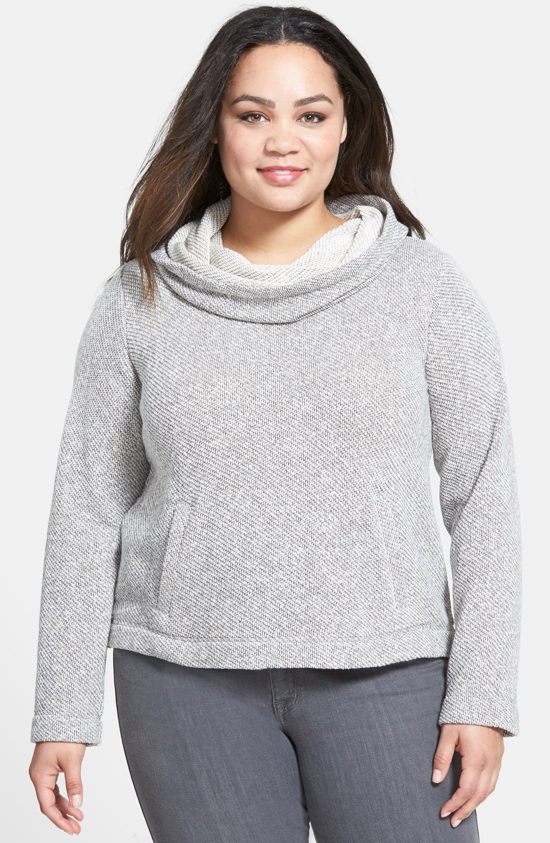 Eileen Fisher Organic Cotton Funnel Neck Top (Plus Size) Nordstrom