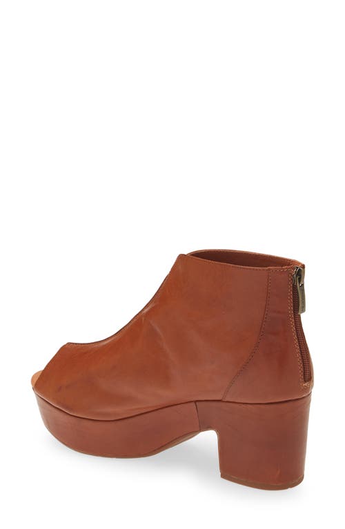 Chocolat Blu Gion Peep Toe Platform Bootie In Brown Leather