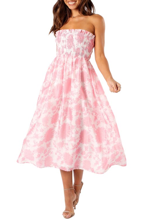Petal And Pup Petal & Pup Carter Floral Strapless Midi Dress In Pink