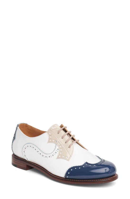 Shop The Office Of Angela Scott Ms. Eugenie Wingtip Derby In White And Navy