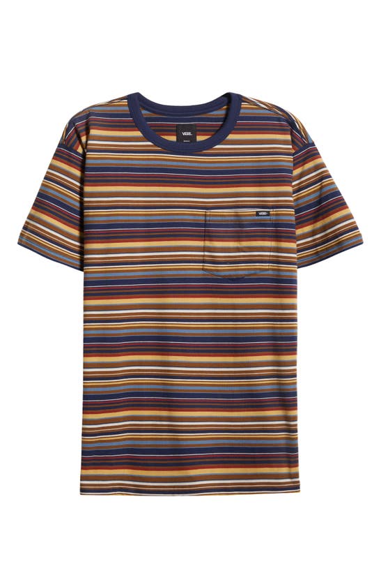 Shop Vans Cullen Stripe Cotton Pocket T-shirt In Dress Blues-coffee Liquer