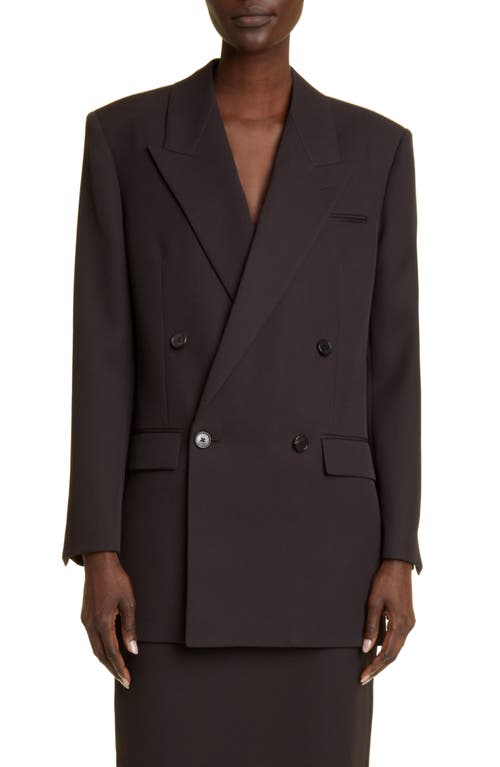 The Row Myriam Contrast Sleeve Wool Jacket Hickory at Nordstrom,