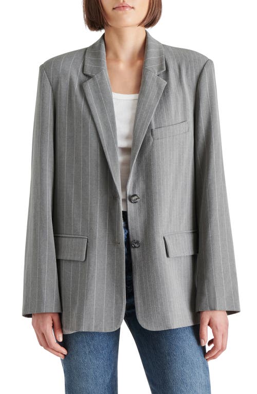 Shop Steve Madden Noellie Pinstripe Blazer In Grey