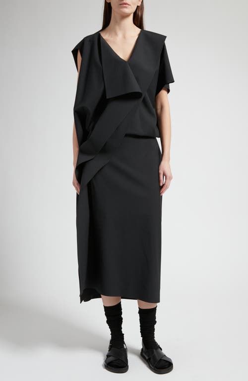 The Row Leonie Asymmetric Drape Dress Black at Nordstrom,