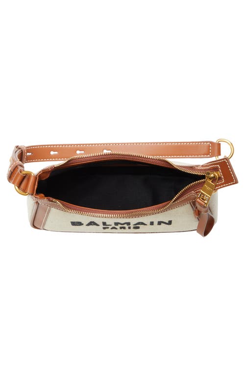 Balmain B-army Canvas & Logo Shoulder Bag In Natural Brown