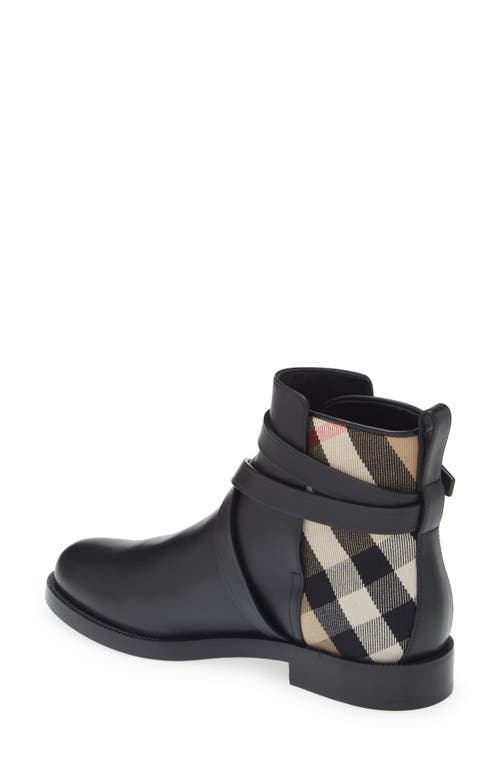 Shop Burberry Pryle House Check Bootie In Black/archive Beige