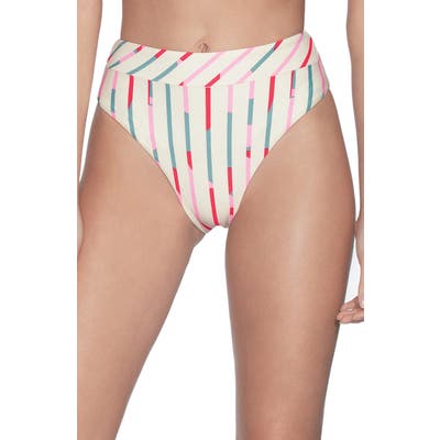Maaji Suzy Q High Waist Reversible Bikini Bottoms, Red