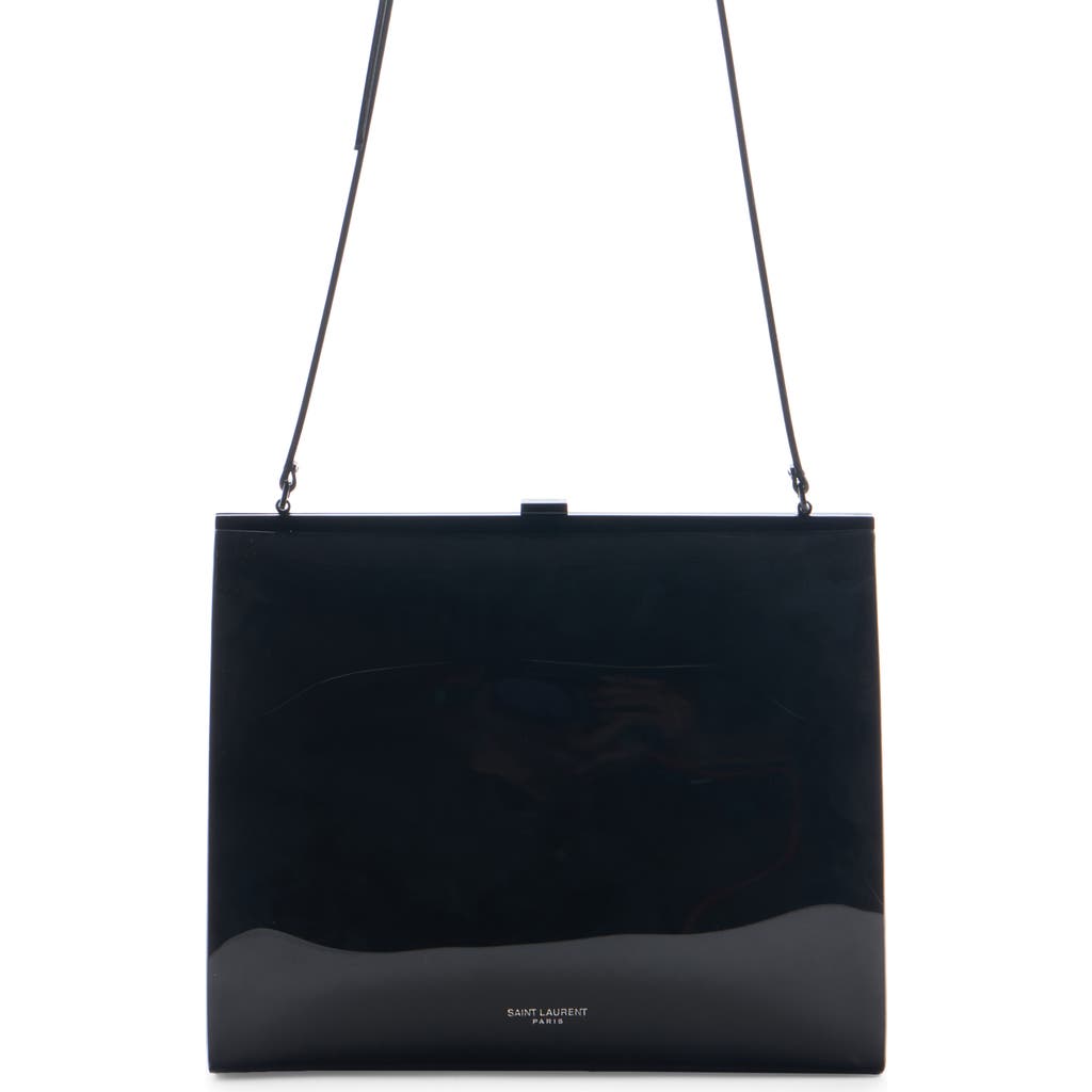 Saint Laurent Small Sac Patent Shoulder Bag In Nero/nero