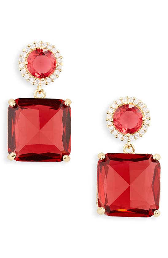 Shop Tasha Crystal Drop Earrings In Raspberry