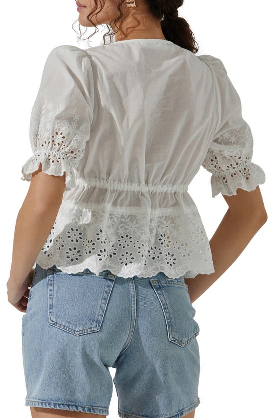 Shop Astr The Label Eyelet Tie Front Cotton Top In White