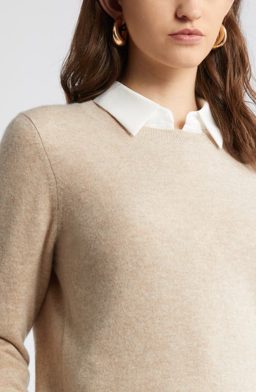 Shop Nordstrom Crewneck Cashmere Sweater In Tan Doeskin Heather