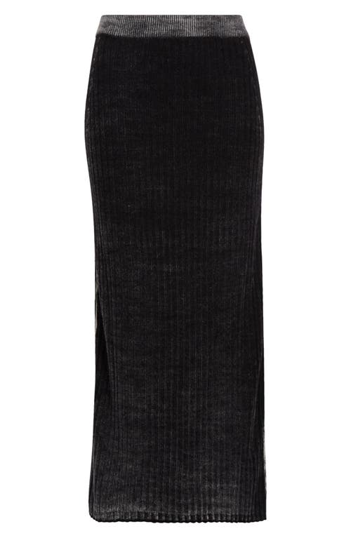 Shop Diesel ® Ai Mixed Media Crop Wool & Nylon Rib Midi Skirt In Black