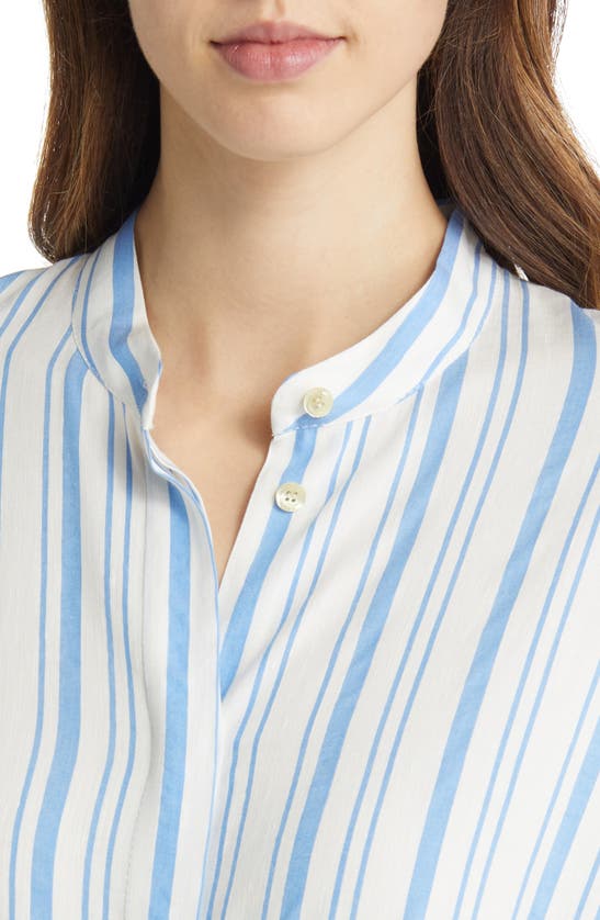 Shop Hugo Boss Boss Dalinena Stripe Belted Linen Blend Shirtdress In Summer Sky Pinstripe