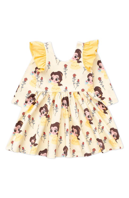 Shop Monica + Andy X Disney Let's Dance Ruffle Long Sleeve Stretch Organic Cotton Party Dress In Belle