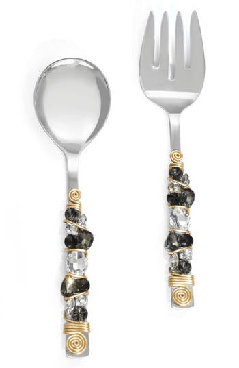 Tiramisu Embellished Radiance Constellation 2-piece Salad Serving Set In Black