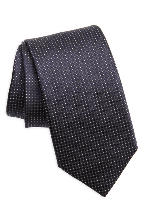 Shop Canali Neat Microdot Silk Tie In Navy