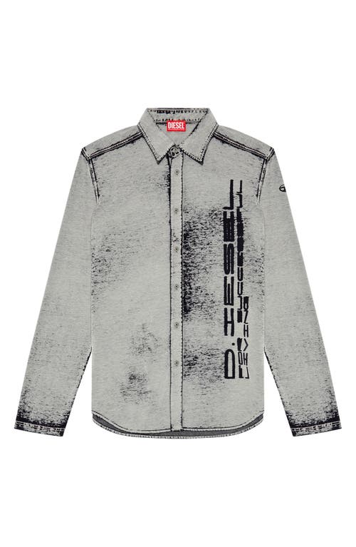 Shop Diesel ® Burnout Knit Button-up Shirt In Gray