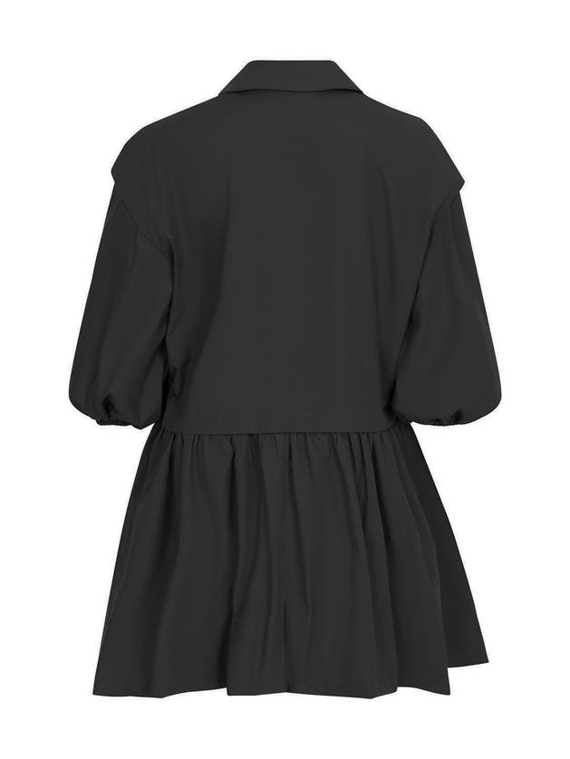 Shop Nocturne Embroidered Balloon Sleeve Dress In Black