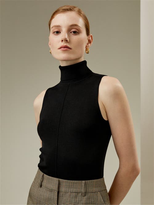 LILYSILK LILYSILK SILK KNITTED TURTLENECK SLEEVELESS TOP 