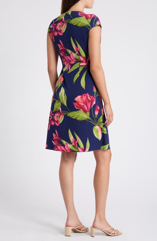 Shop Tommy Bahama Clara Lavish Blooms Wrinkle Resistant Stretch Minidress In Island Navy