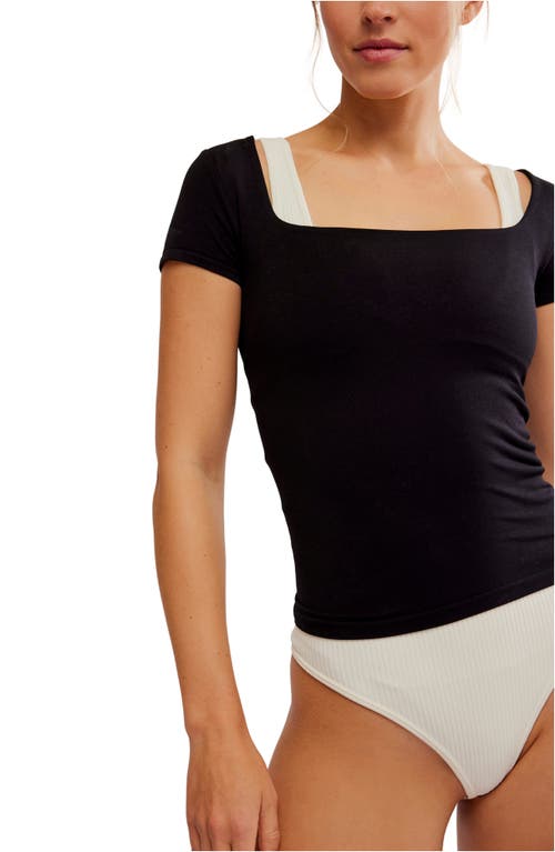 Free People Lux Life Baby Tee In Black