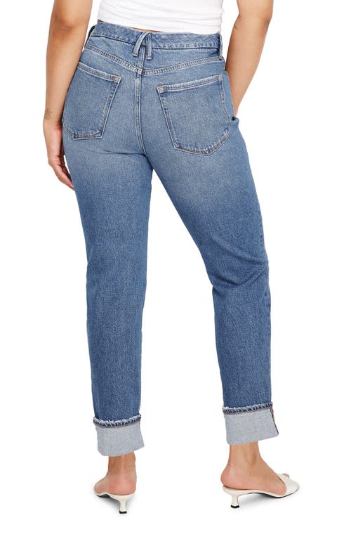 Shop Good American High Waist Cuff Straight Leg Jeans In Indigo711