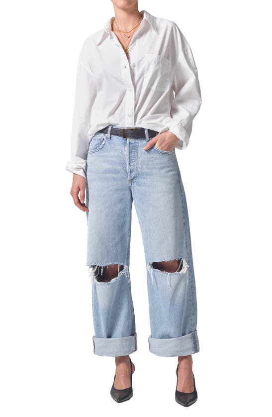 Shop Citizens Of Humanity Ayla Ripped High Waist Baggy Wide Leg Jeans In Pagoda
