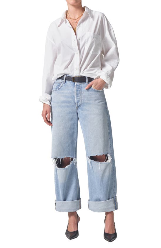 Citizens Of Humanity Ayla Ripped High Waist Baggy Wide Leg Jeans In Pagoda