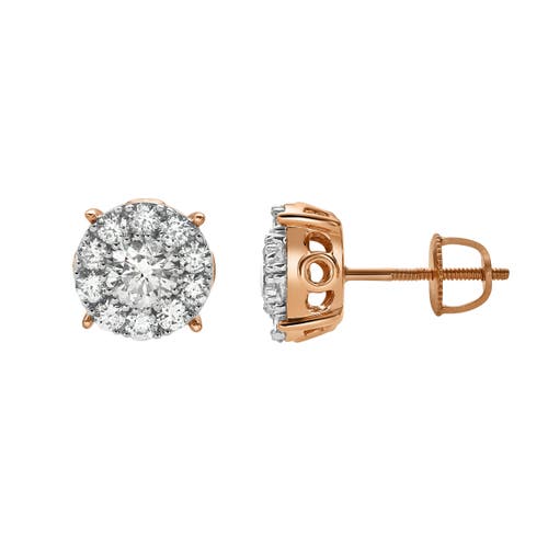 Luvmyjewelry Blazers Prime 14k Gold Diamond Stud Earrings In 14k Rose Gold