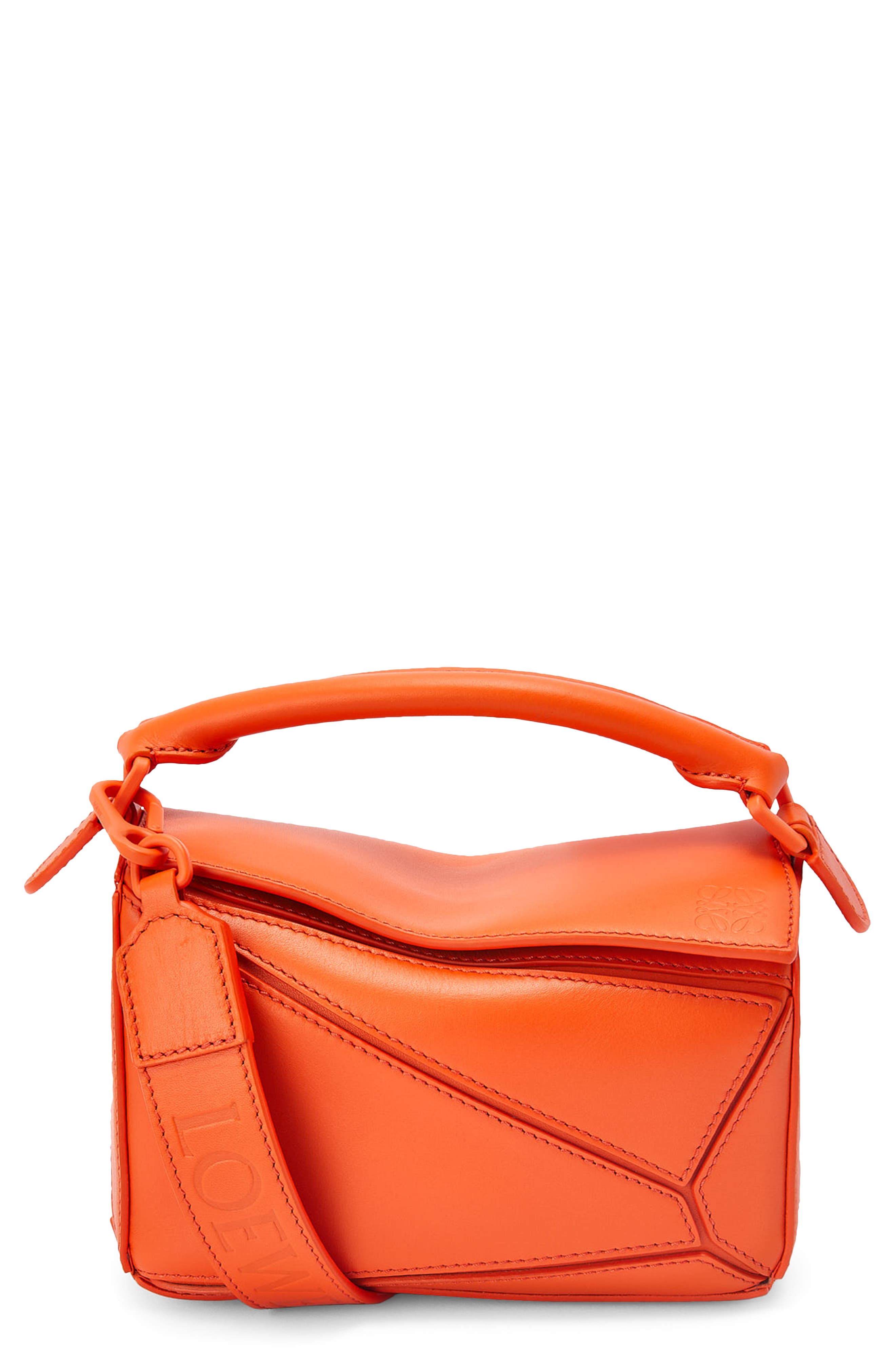 orange leather shoulder bag