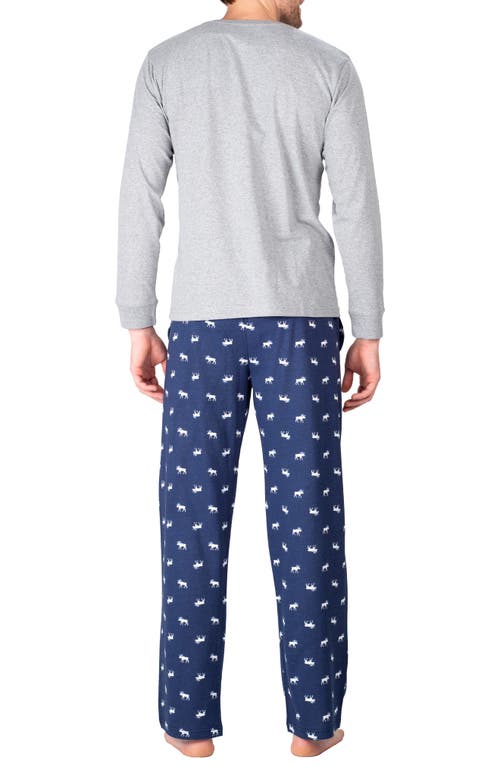 Sleephero Knit Pajamas In Grey With Moose