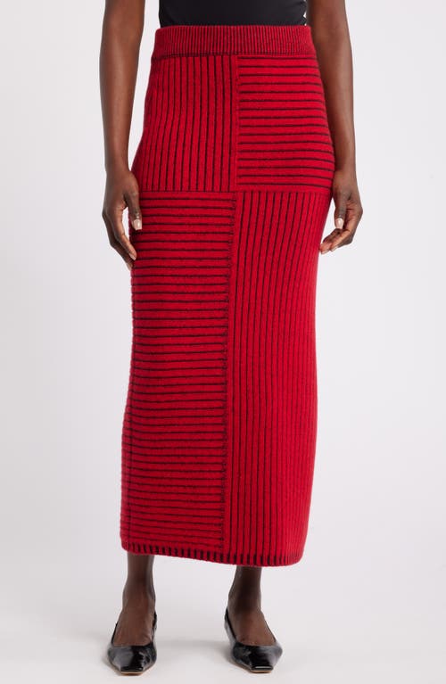 Shop Nordstrom X Harlem's Fashion Row Harbison Rib Wool & Cashmere Maxi Sweater Skirt In Red Bloom- Black