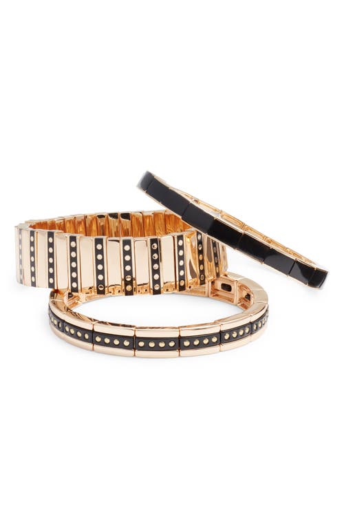 Shop Roxanne Assoulin Personal Best Set Of 3 Bracelets In Gold/black