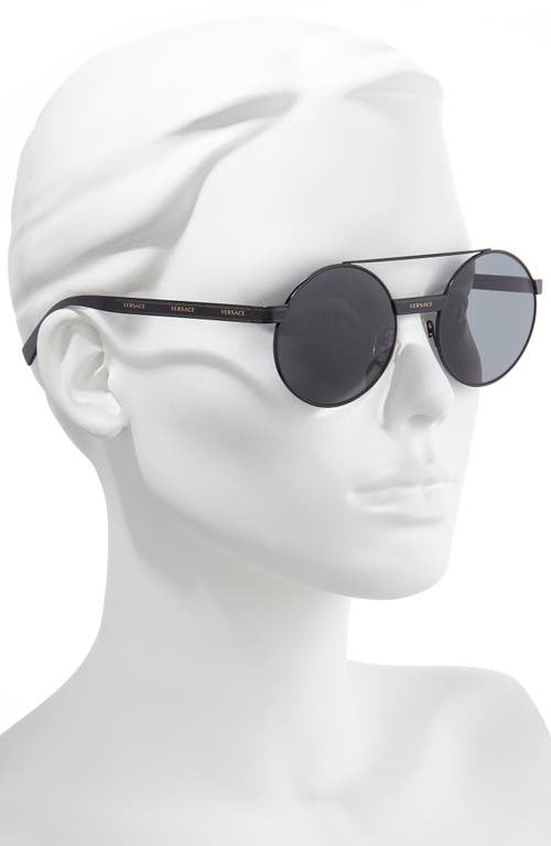 Shop Versace 52mm Mirrored Round Sunglasses In Black/gold/black Solid