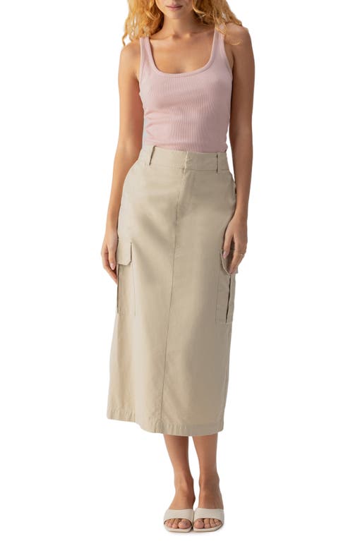 Shop Sanctuary Essential Cotton Blend Cargo Midi Skirt In Marble Beige