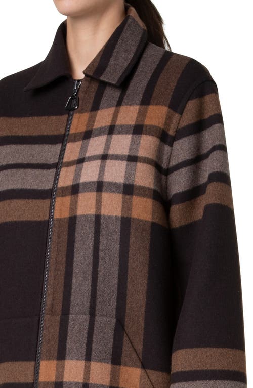 Shop Akris Fabiola Plaid Double Face Wool Coat In Mocca-chestnut