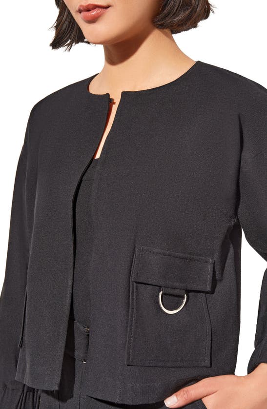 Shop Ming Wang Relaxed Fit Crepe Jacket In Black