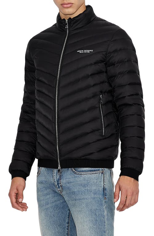 Armani Exchange Packable Down Puffer Jacket Black at Nordstrom,