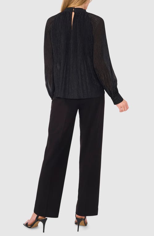 Shop Halogenr Halogen(r) Release Pleat Mock Neck Top In Rich Black Stripe