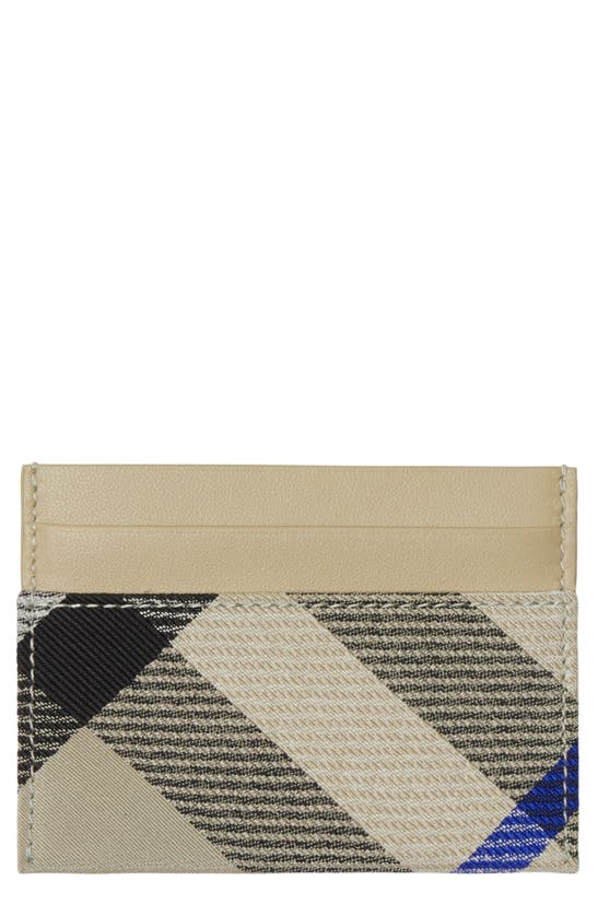 Shop Burberry Check Canvas & Leather Card Case In Lichen