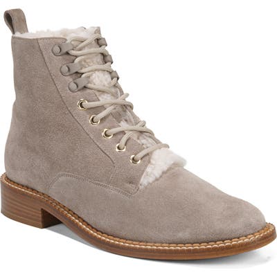 Vince Cabria 3 Genuine Shearling Lined Combat Boot- Grey