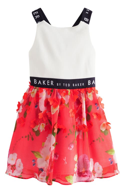 Ted Baker Baker By  Kids' 3d Floral Fit & Flare Dress In Red
