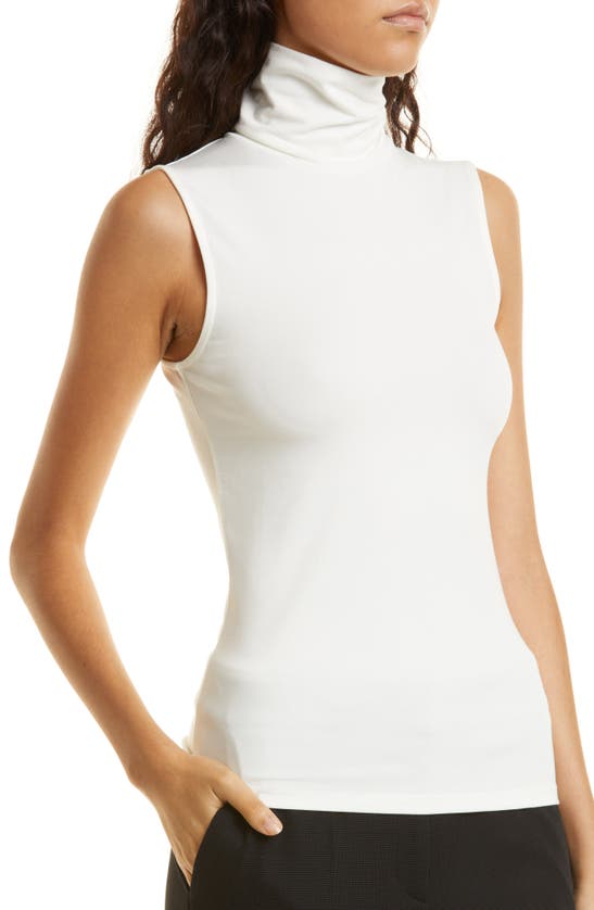 Shop Hugo Boss Boss Enani Sleeveless Turtleneck Top In Soft Cream