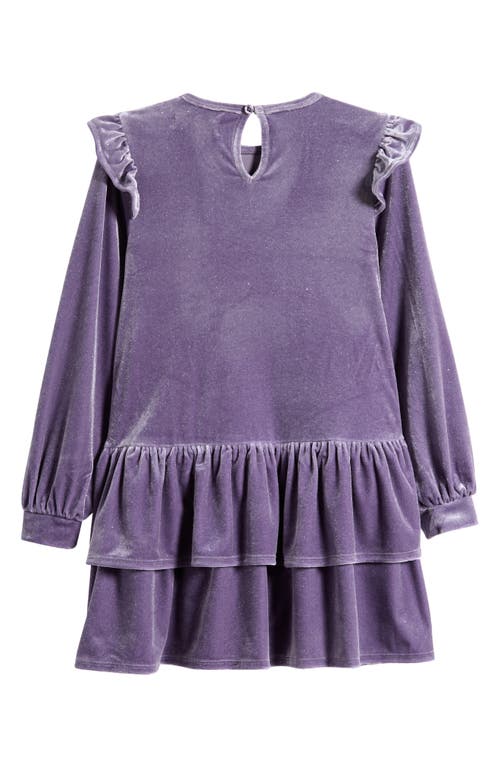 TUCKER + TATE TUCKER + TATE KIDS' SPARKLE RUFFLE LONG SLEEVE VELVET DRESS 