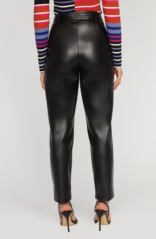 Shop Elie Tahari The Clea Belted High Waist Faux Leather Pants In Noir