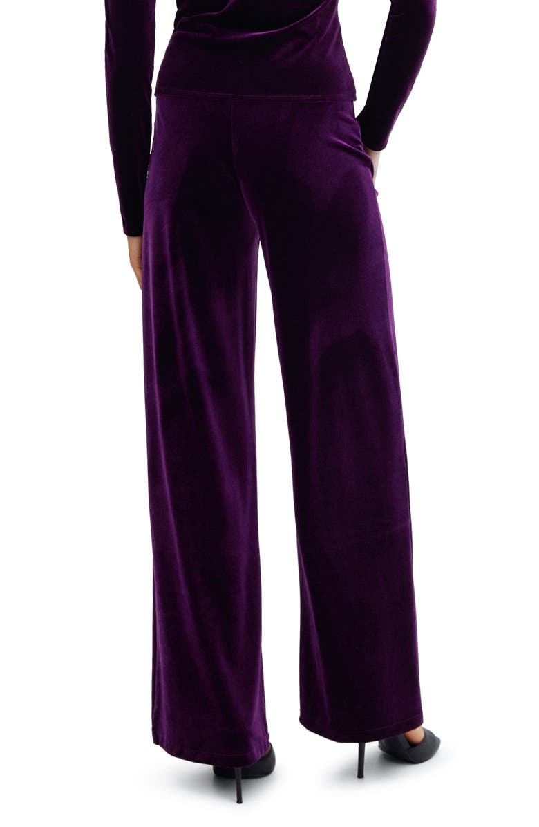 MANGO High Waist Velvet Flare Pants, Alternate, color, Purple