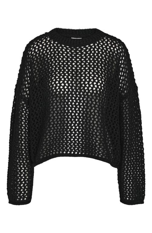 Shop Noisy May Judey Open Stitch Sweater In Black